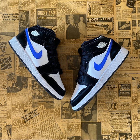 air jordan 1 mid white racer blue